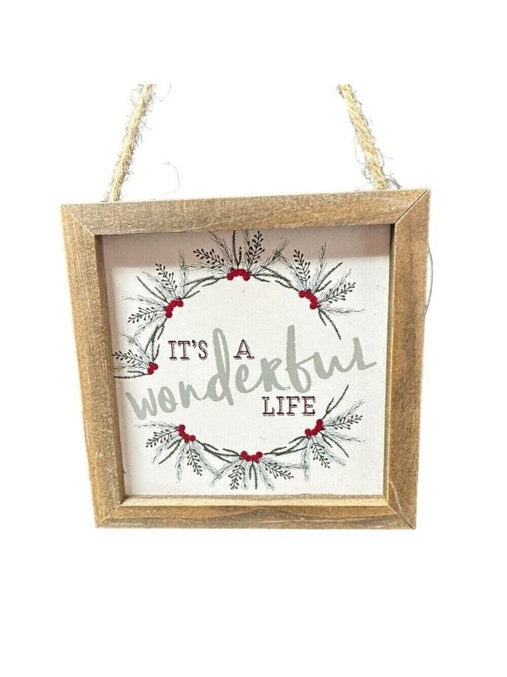 Christmas Holiday Mini Sign 4 Inch Rustic Decor Its A Wonderful Life Red Green